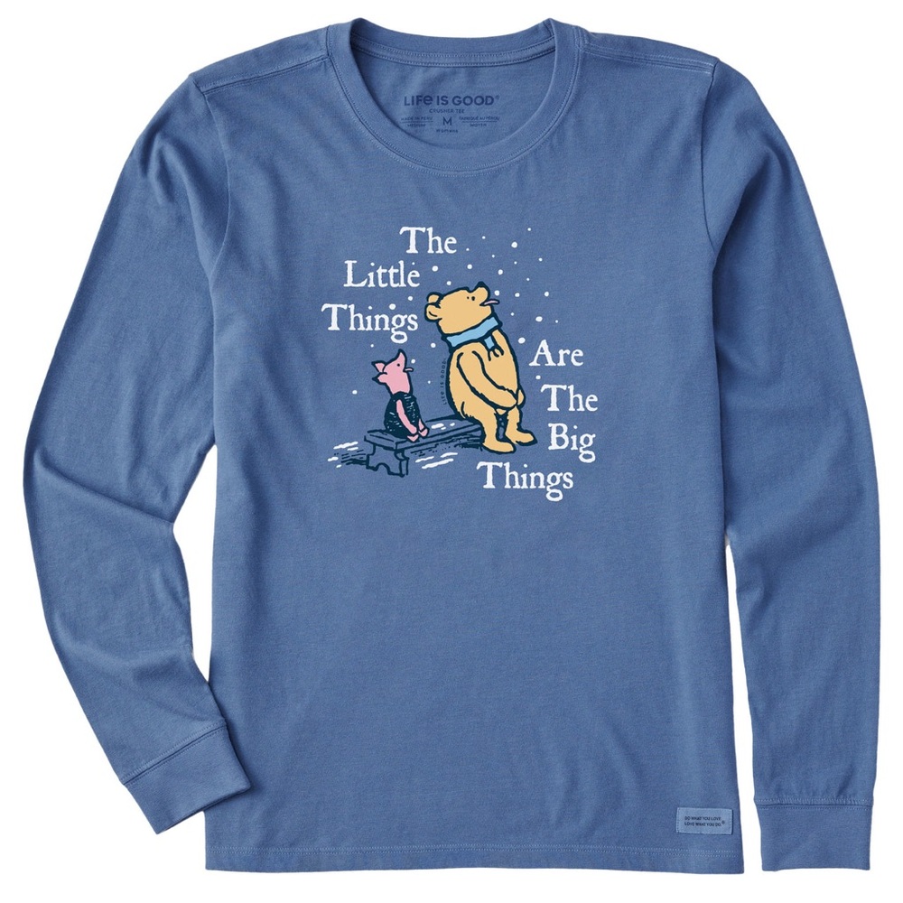 Life is Good Women’s Blue Long Sleeve Pooh & Piglet “Little Things” Shirt